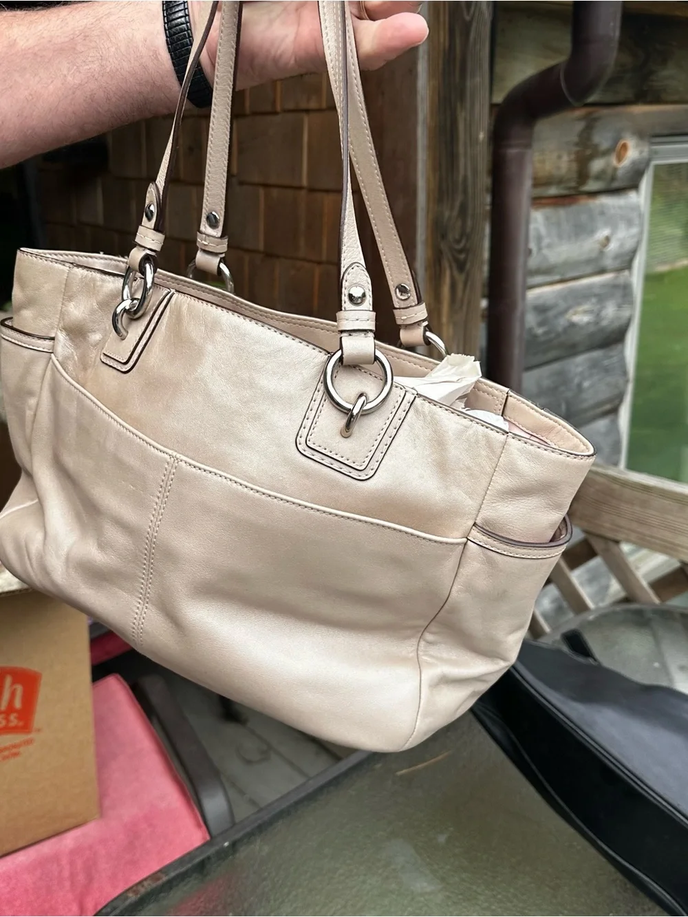 Coach Neutral Leather Shoulder Tote in Light Taupe - Picture 2 of 4